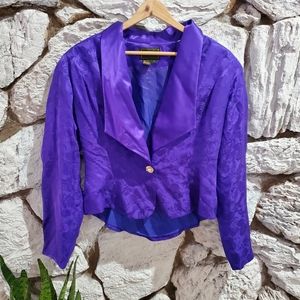 Vintage Silk Studio 100% Silk Purple Rose Blazer W